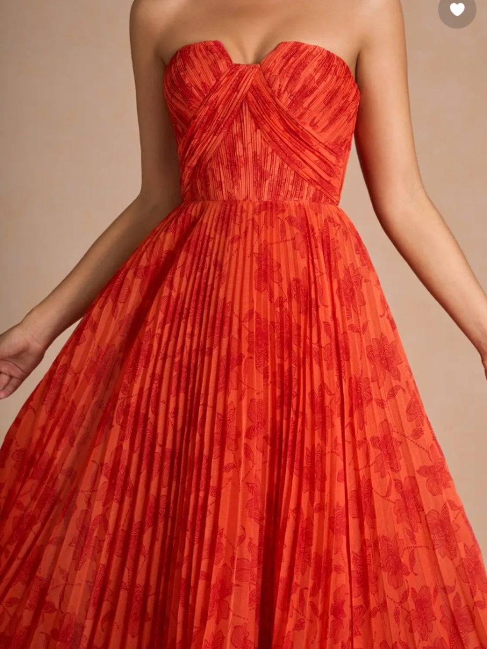 Azazie Lyanna Tangerine Pleated Midi Dress Size 12 Prom Wedding Cocktail Formal - Picture 4 of 6